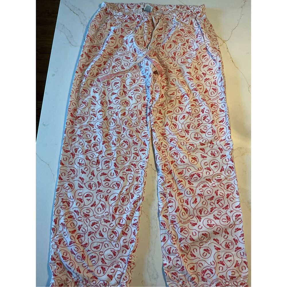 Victoria’s Secret Cowboy Hat Horseshoe Lounge PJ Pajama Pants Sz L